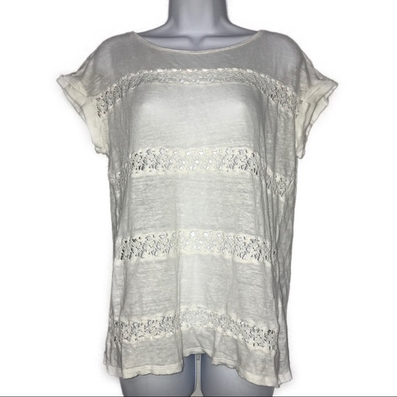 Anthropologie Akemi + Kin linen crochet Lace Top - Picture 2 of 6